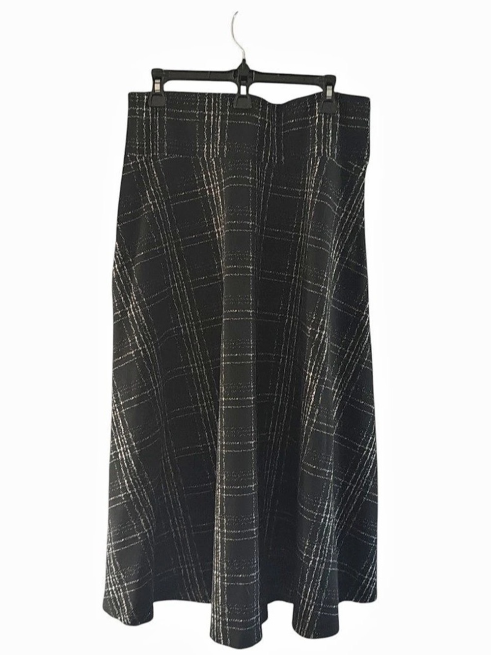 Dark Academia Chaps Plaid A-Line Midi Skirt Large Black White Preppy NWT